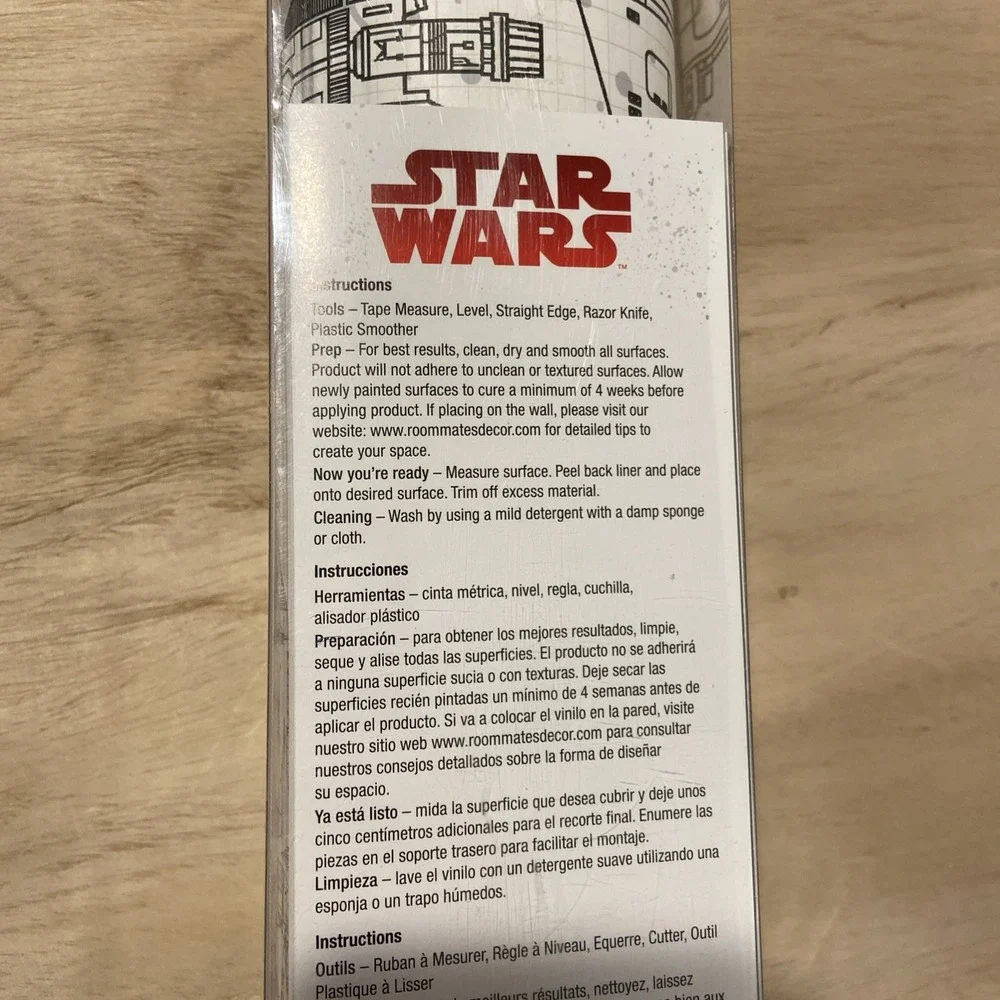 RoomMates RMK11036WP Star Wars Blueprint Black & White Peel and Stick Wallpap...